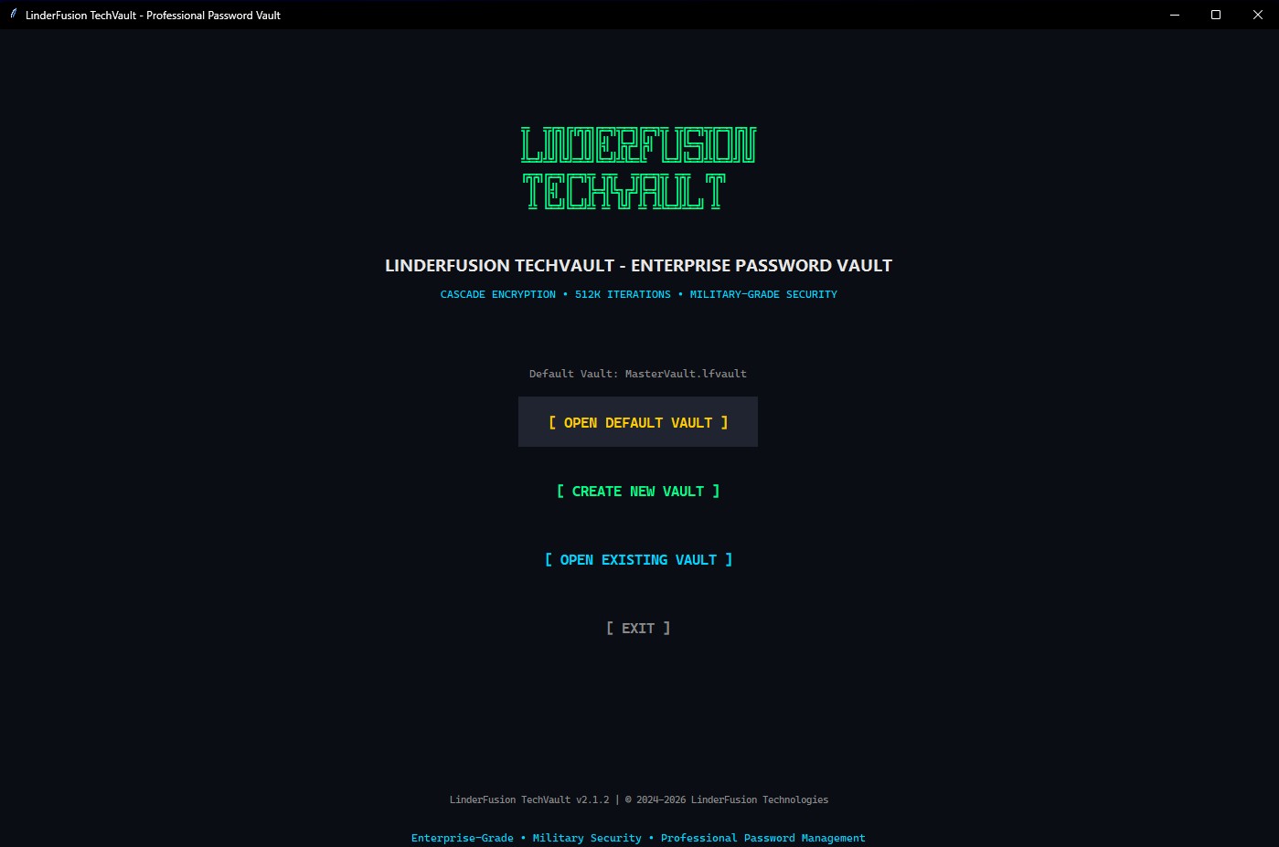 TechVault Pro Main Interface